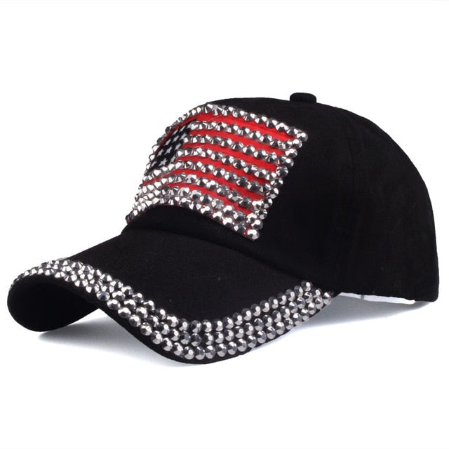 Red and Black Rhinestone Cap