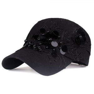 Black Flowers Cap